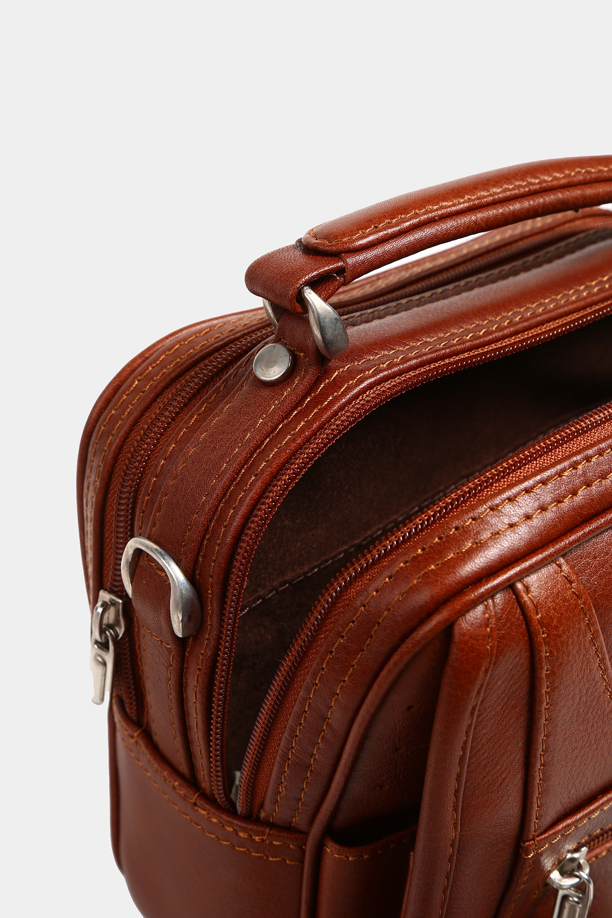 Massarelli X MCT9538 Hakiki Deri Askılı Çanta Kahverengi