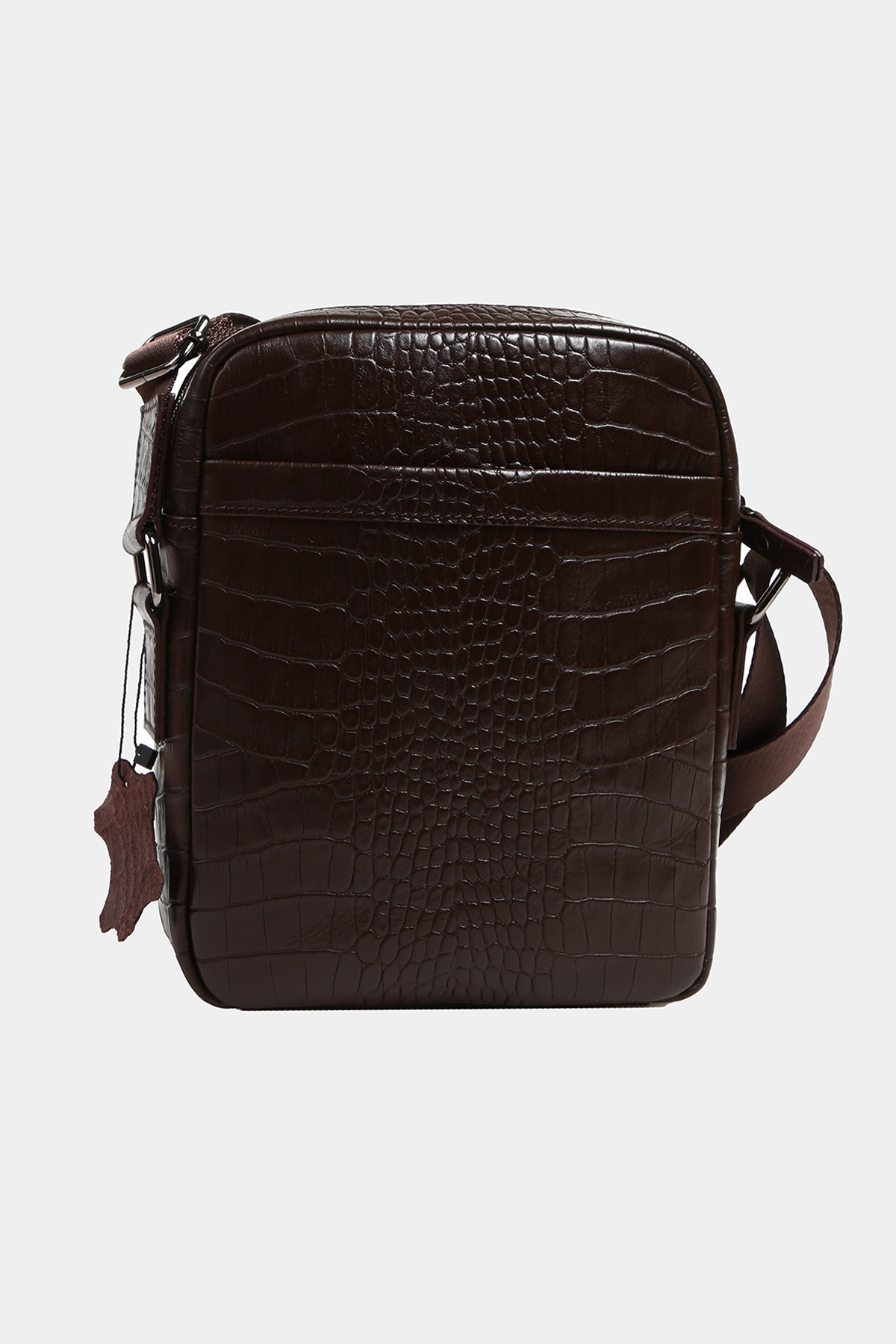 Massarelli X Rewina Hakiki Deri Askılı Çanta Timsah Desenli Kahverengi MCT9553