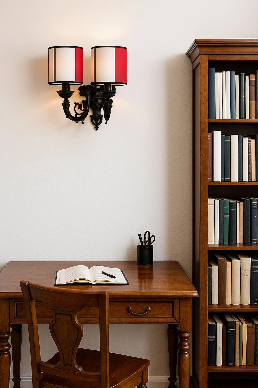 Massarelli Lugus İkili Aplik Siyah-Kırmızı-Siyah Çizgili