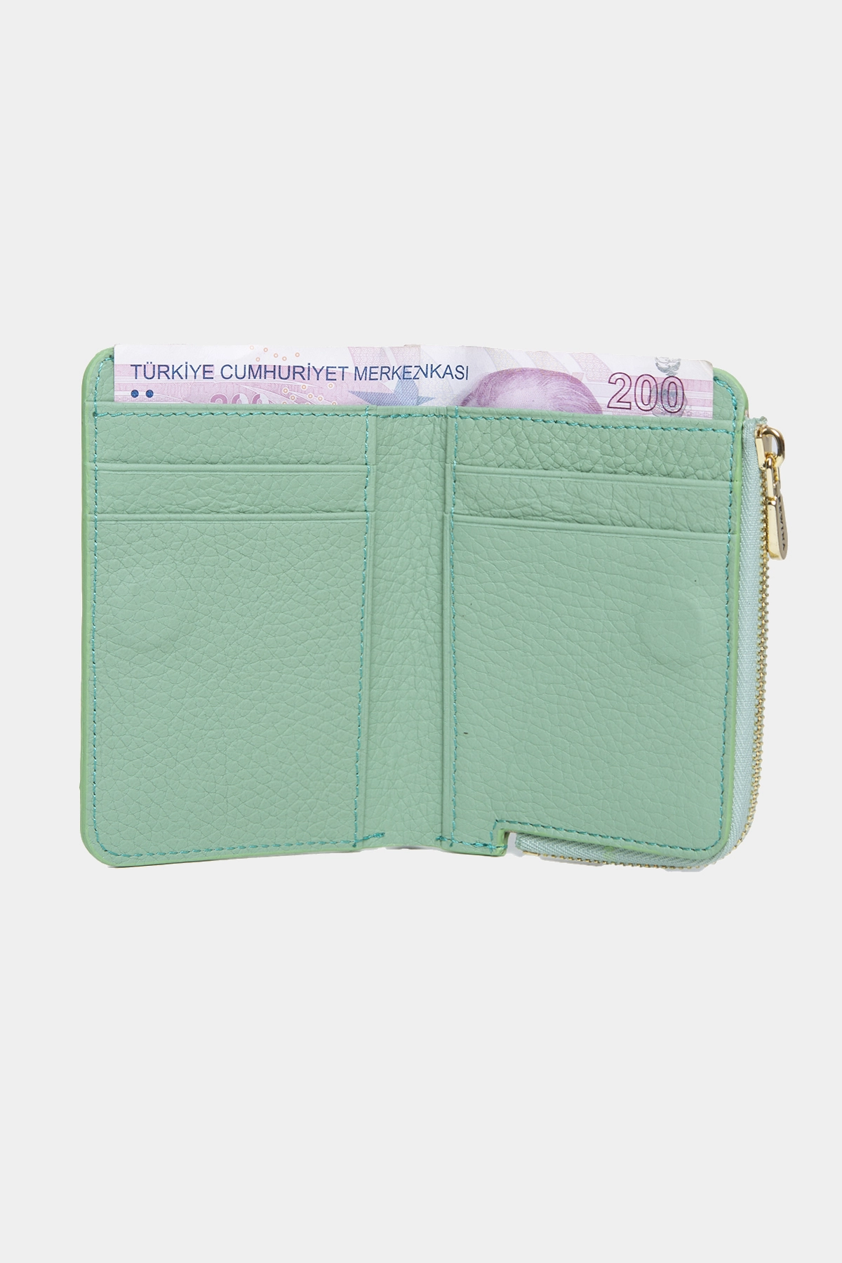 Massarelli X Rewina  Hakiki Deri Kadın Cüzdan Mint Rengi-MCZ9110