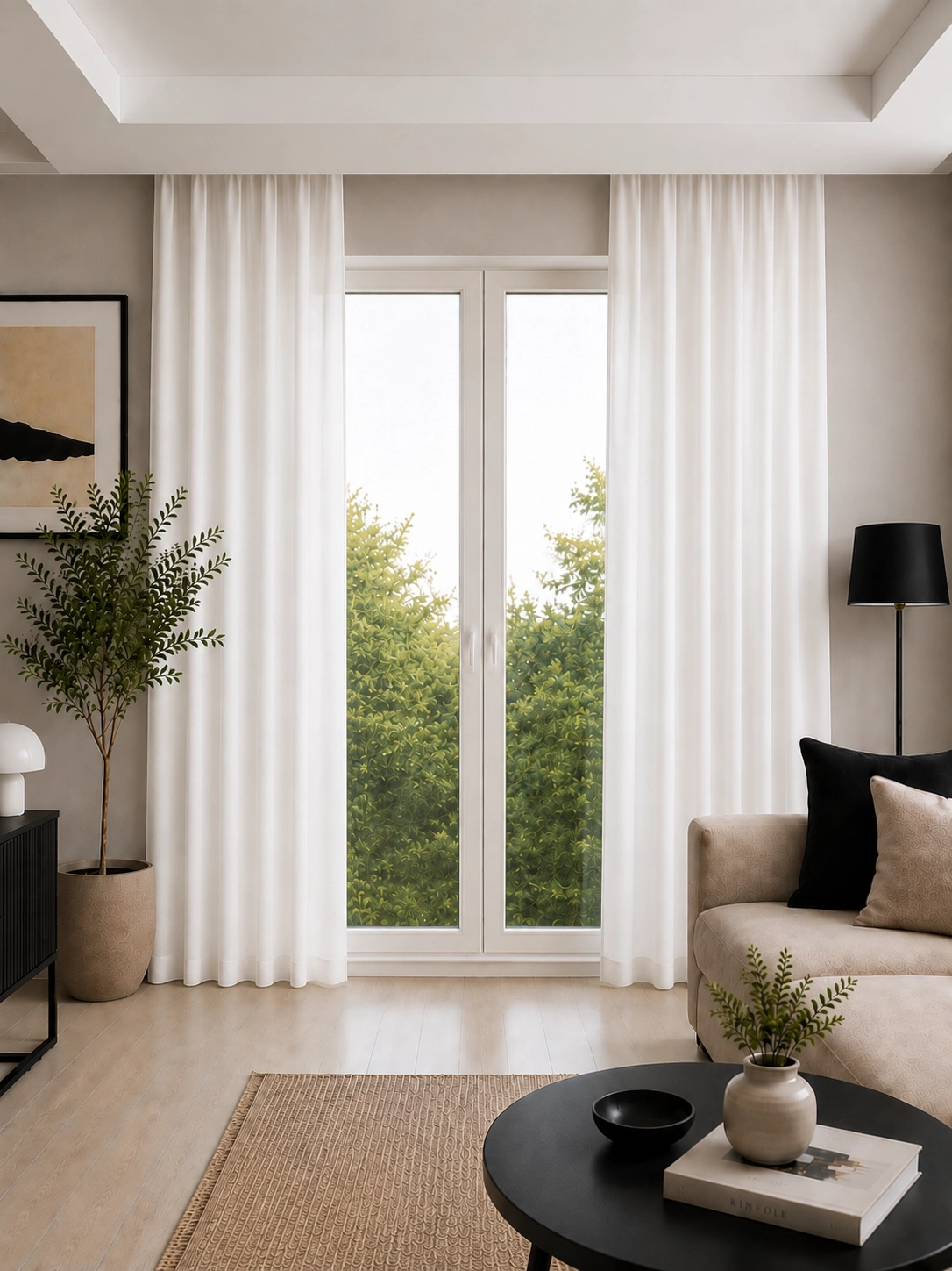 Massarelli Blackout Karartma Perde Beyaz Pilesiz