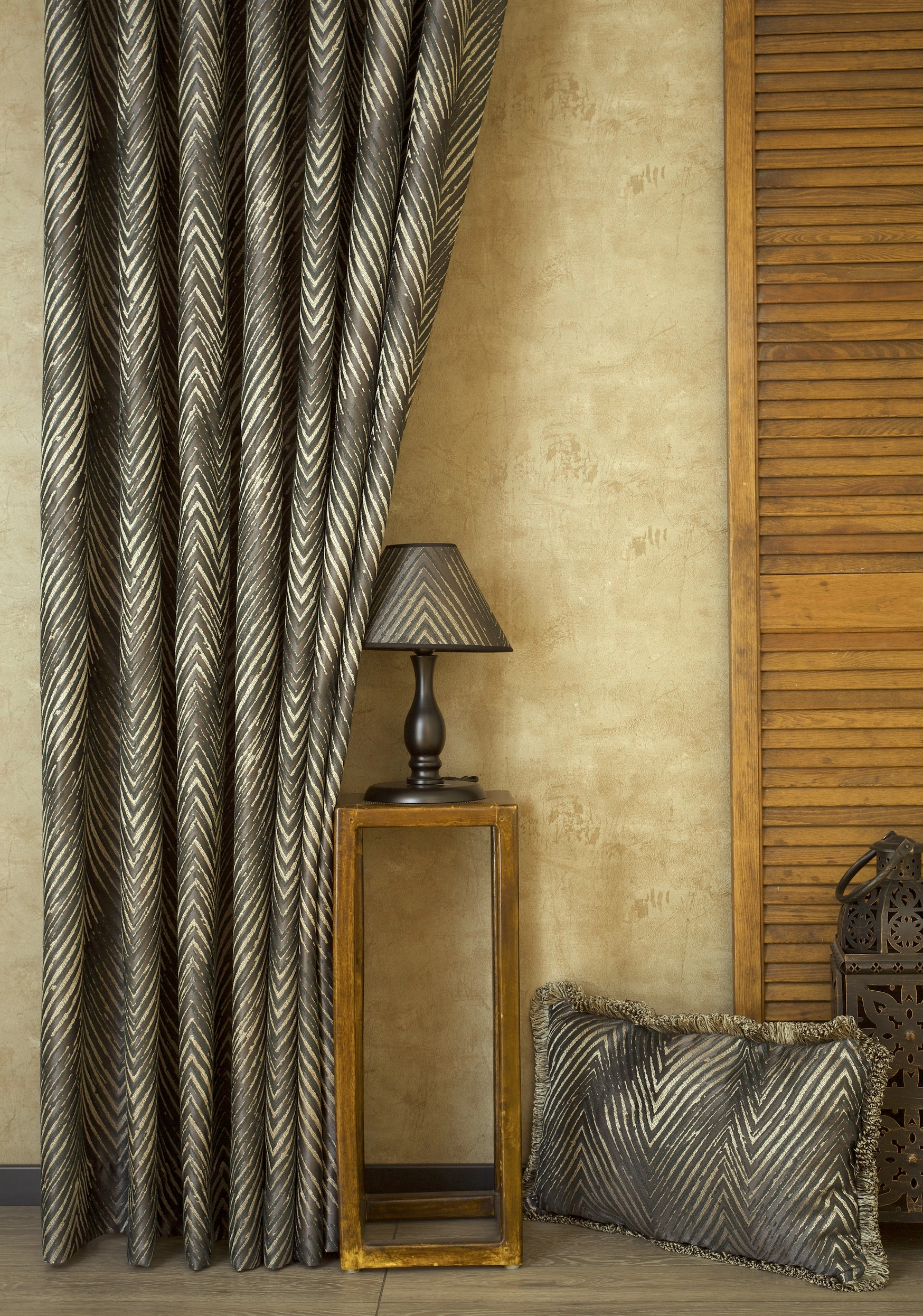 Massarelli Zigzag Geometrik  Fon Perde Çok Renkli Pilesiz