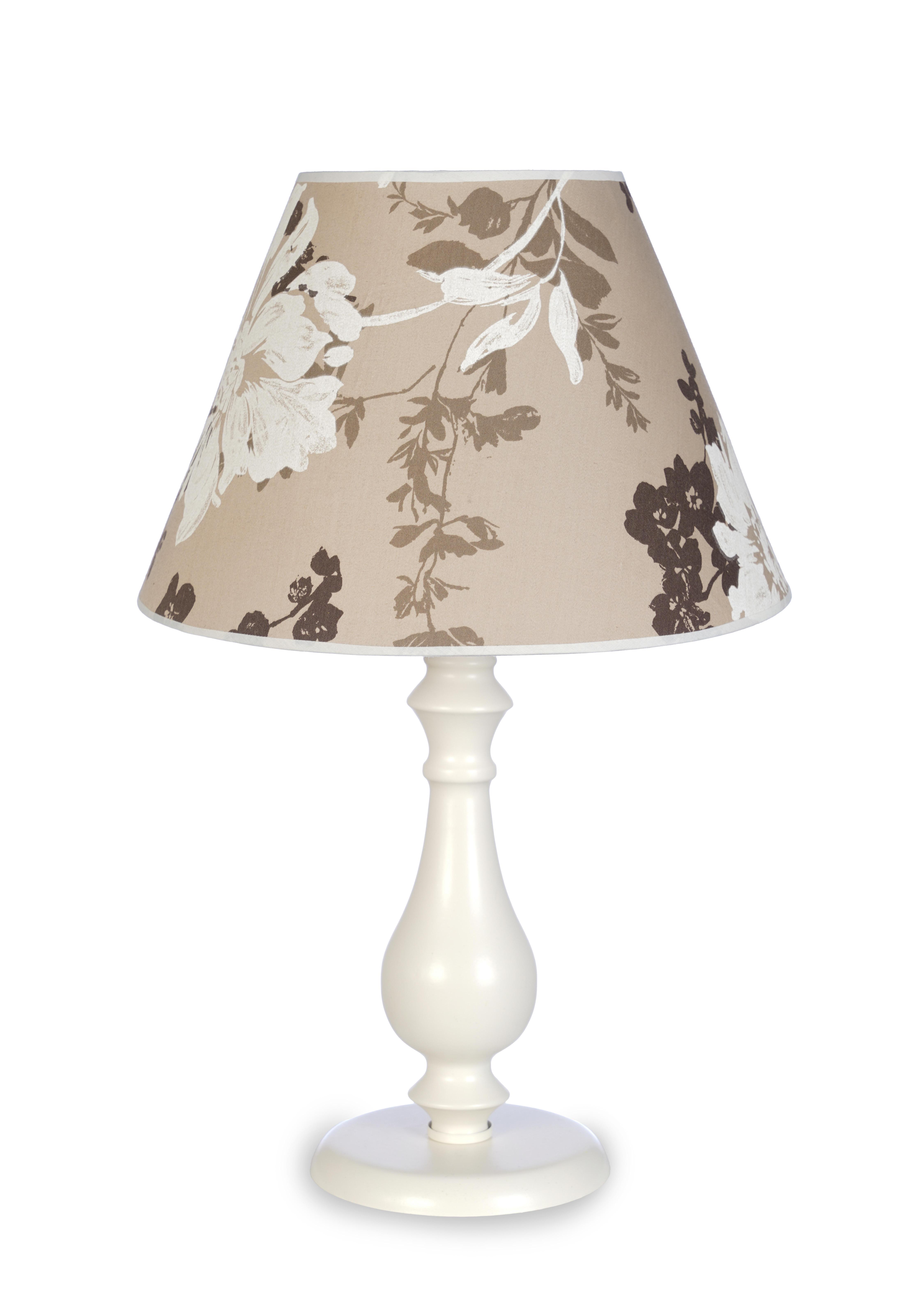 Massarelli Garden Abajur Krem Metal Ayak Kahve Çiçekli