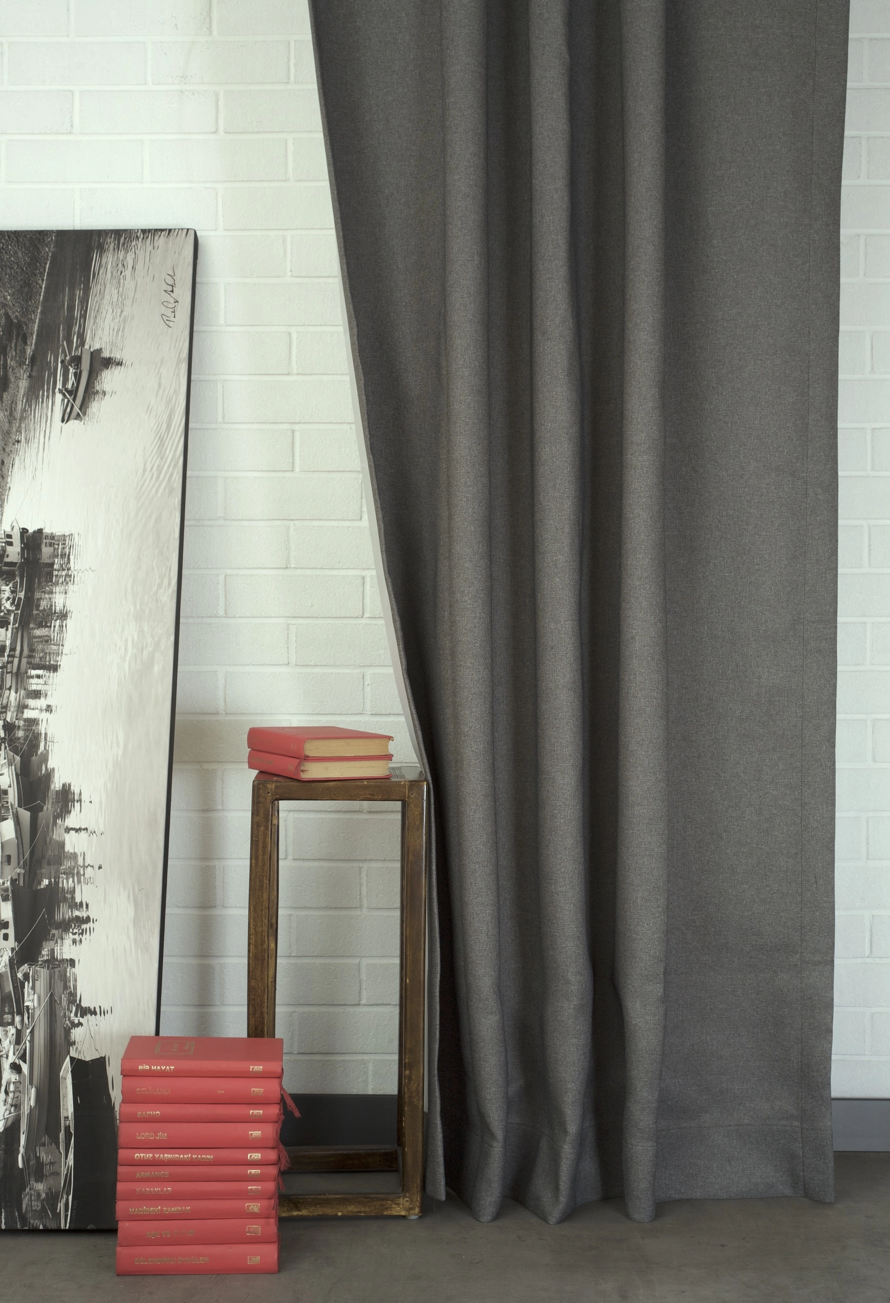 Massarelli Keten Blackout Karartma Perde Gri Rengi Pilesiz