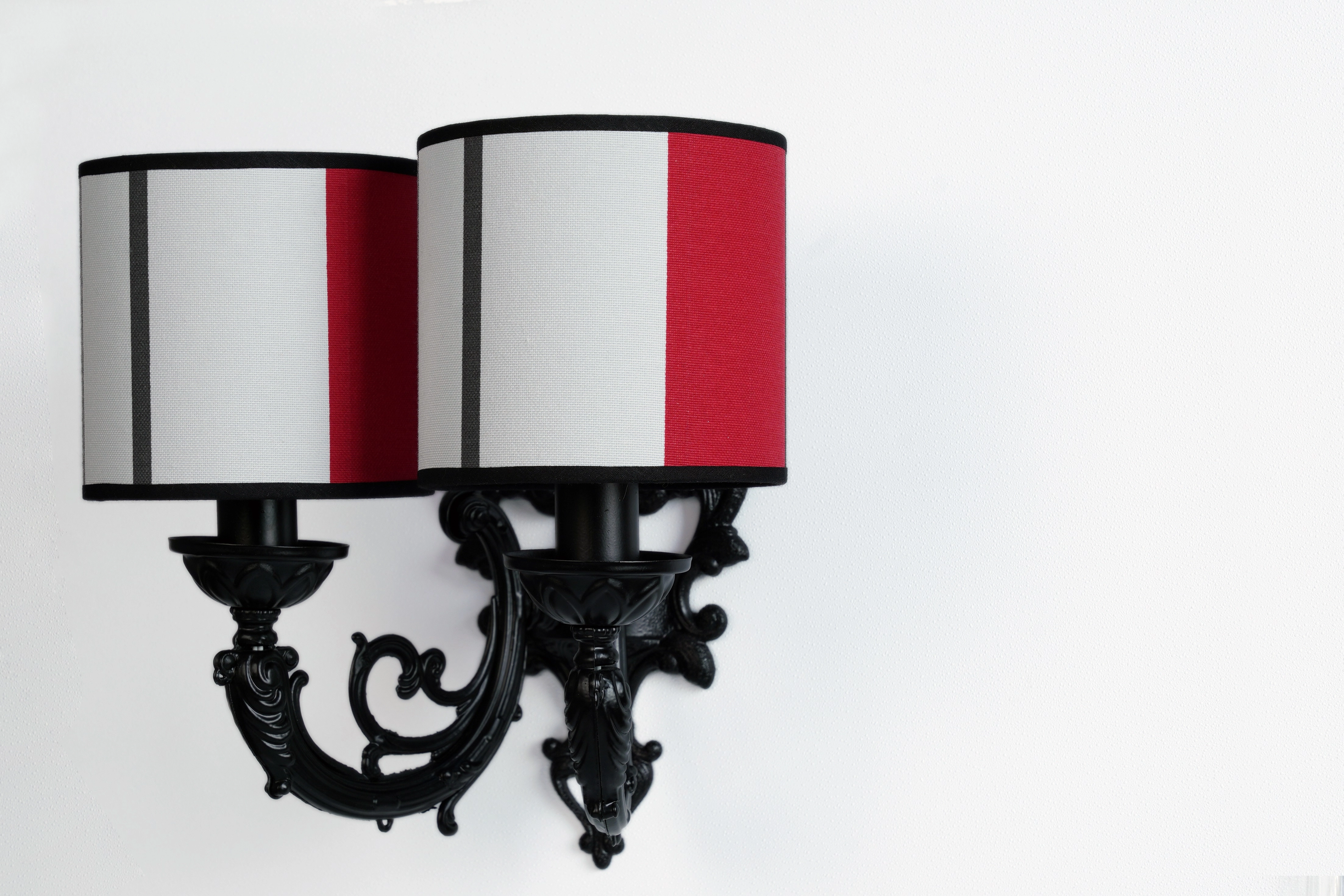 Massarelli Lugus İkili Aplik Siyah-Kırmızı-Siyah Çizgili