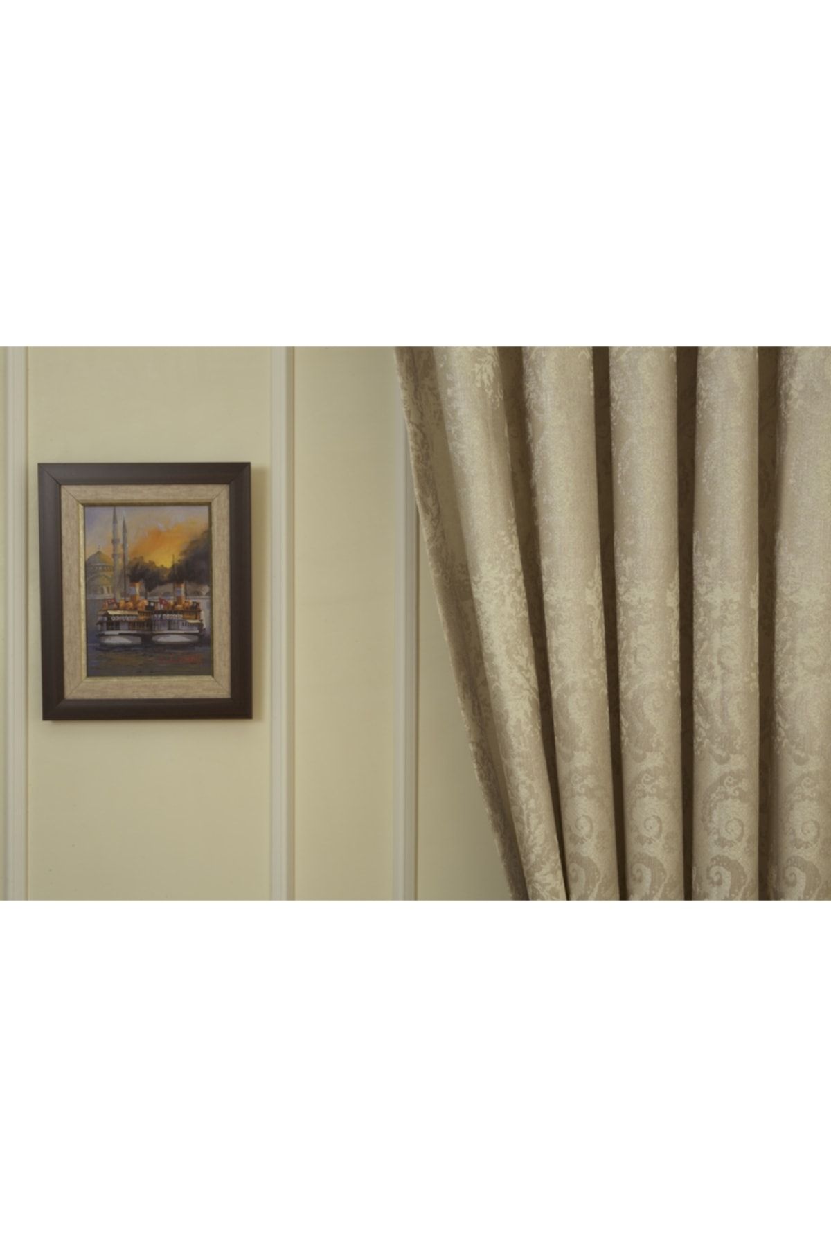 Massarelli Fon Perde Damask Desen Krem 1-3 Sık Pile