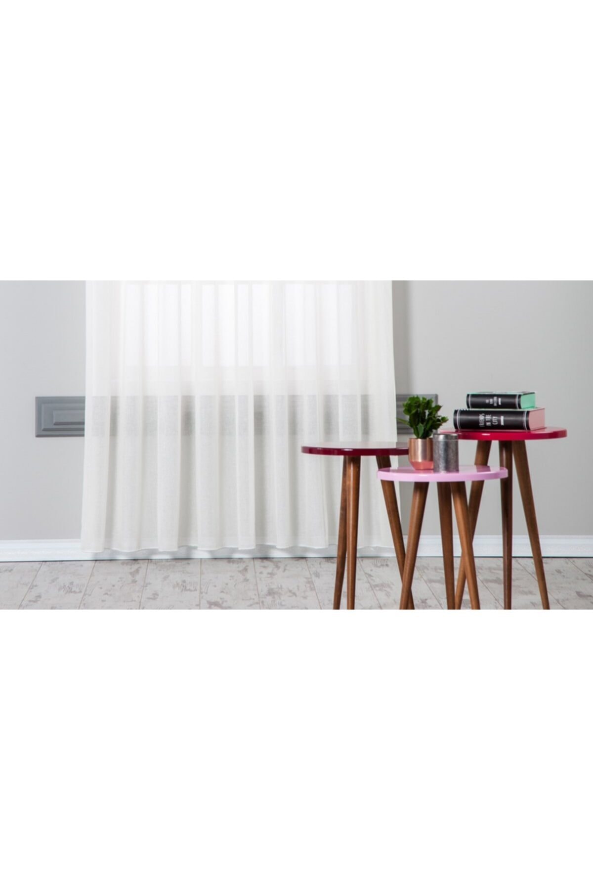 Massarelli Keten Folded Tül Krem 1-2 Seyrek Pile