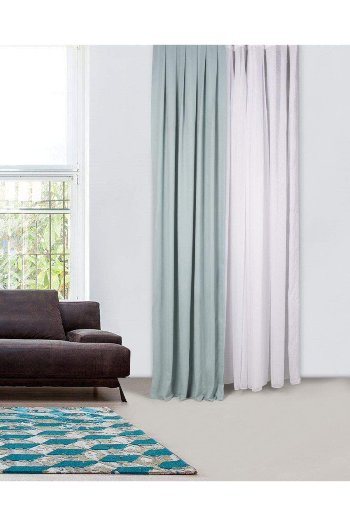 Massarelli Fon Perde Mint Rengi 1-2 Seyrek Pile