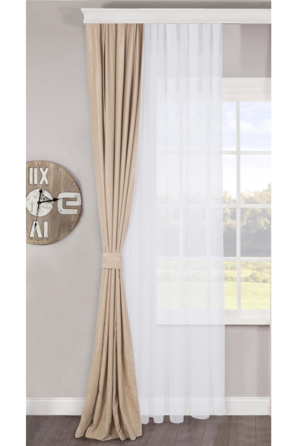 Massarelli Fon Perde Bej Rengi 1-2 Seyrek Pile