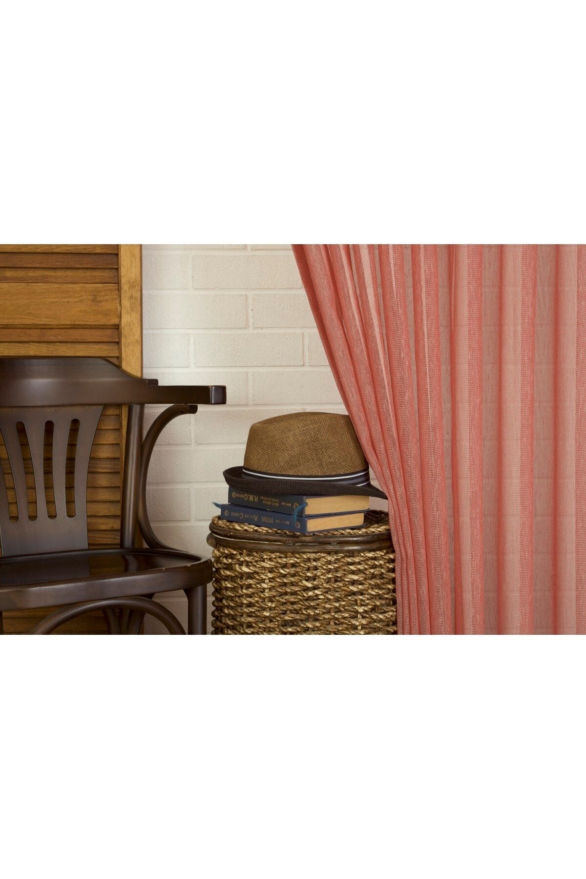 Massarelli Kırçıllı Keten Tül Kırmızı 1-3 Sık Pile