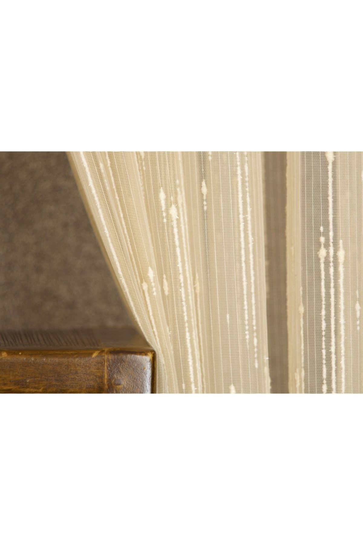 Massarelli Keten Tül Simli Krem 1-2 Seyrek Pile