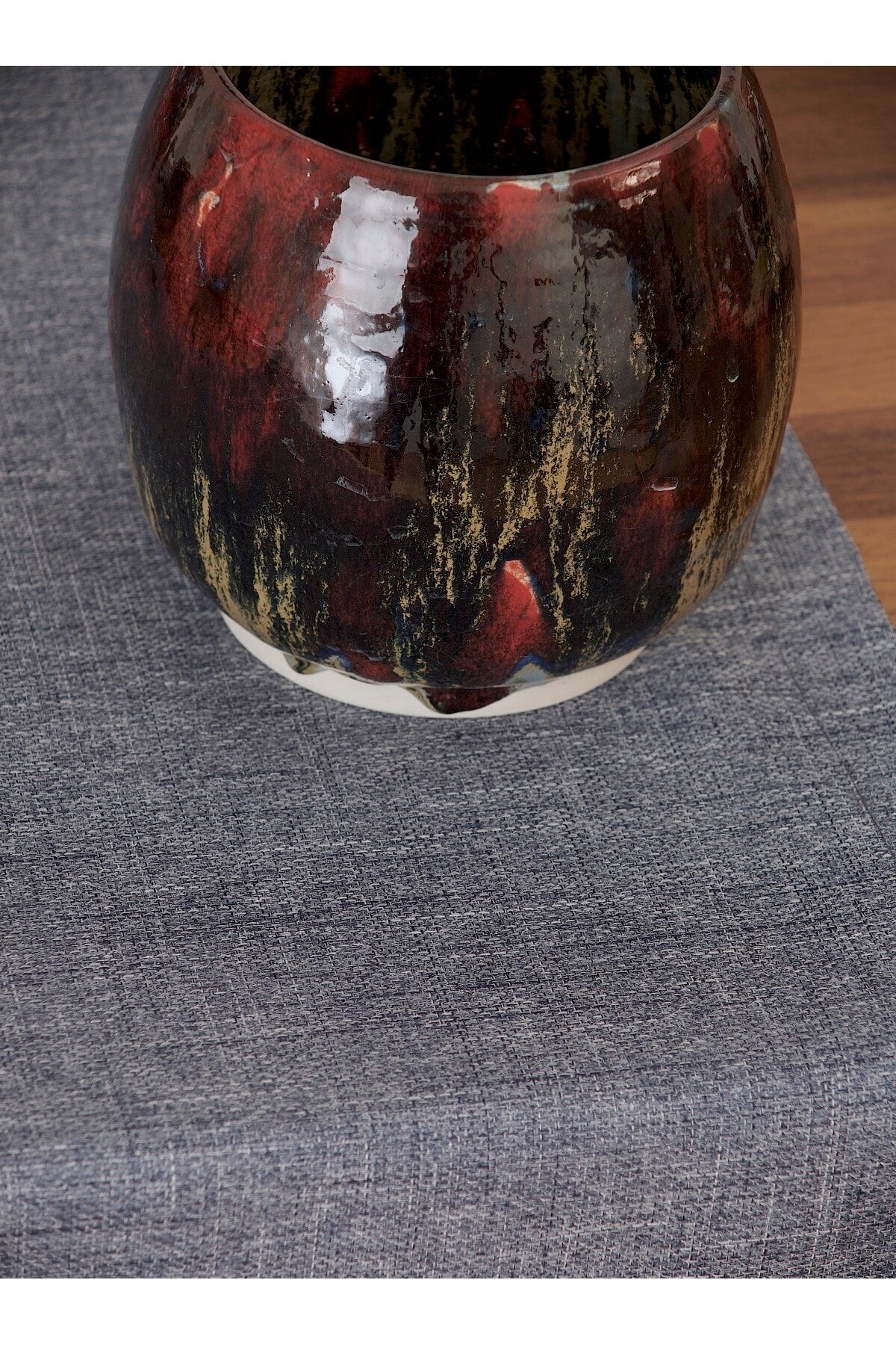 Massarelli Düz Keten Lacivert Runner 40x140 Cm