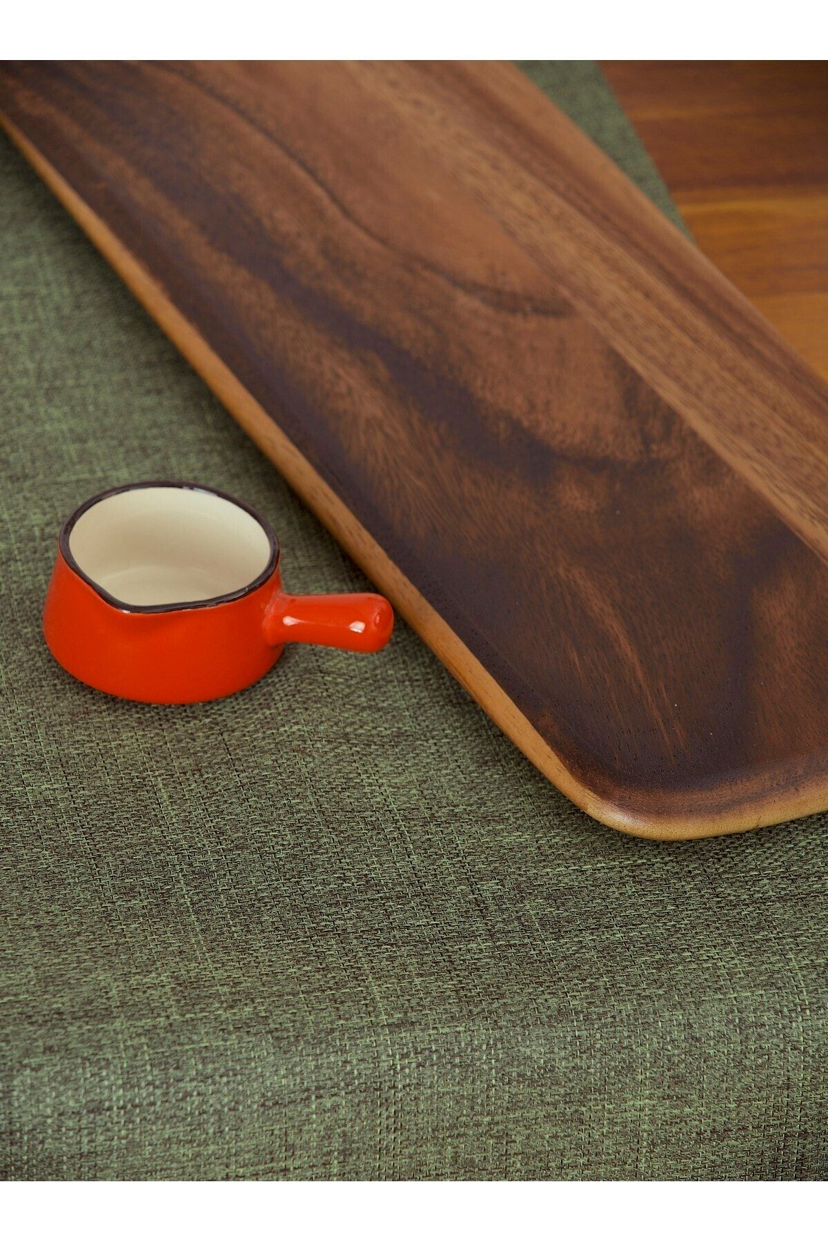 Massarelli Düz Keten Yeşil Runner 40x140 Cm