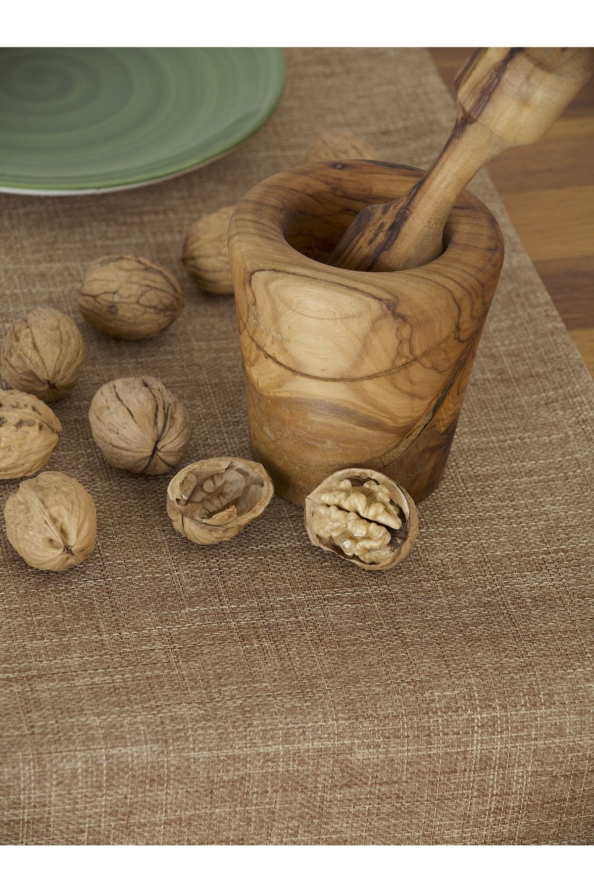 Massarelli Düz Keten Sütlü Kahve Runner 40x140 Cm