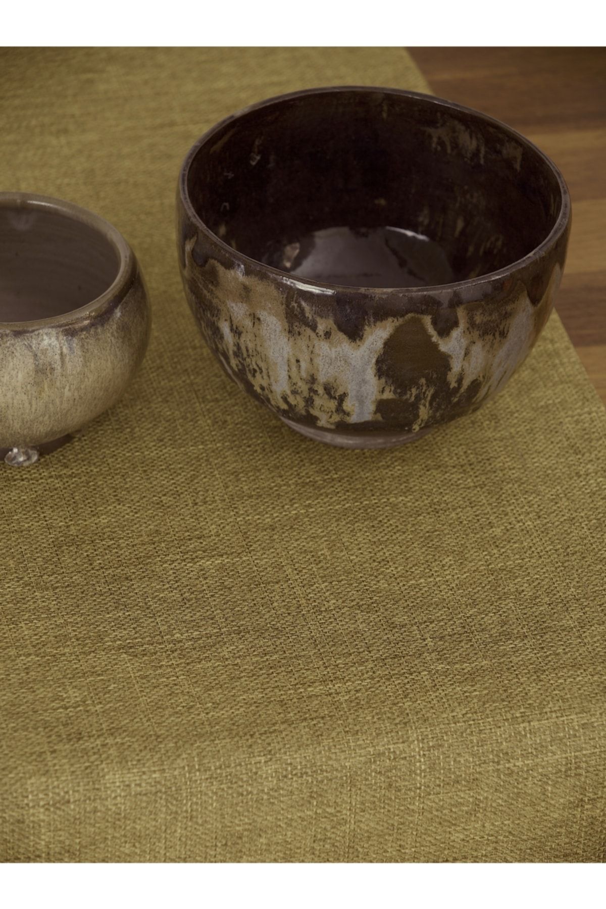 Massarelli Düz Keten Kivi Yeşili Runner 40x140 Cm