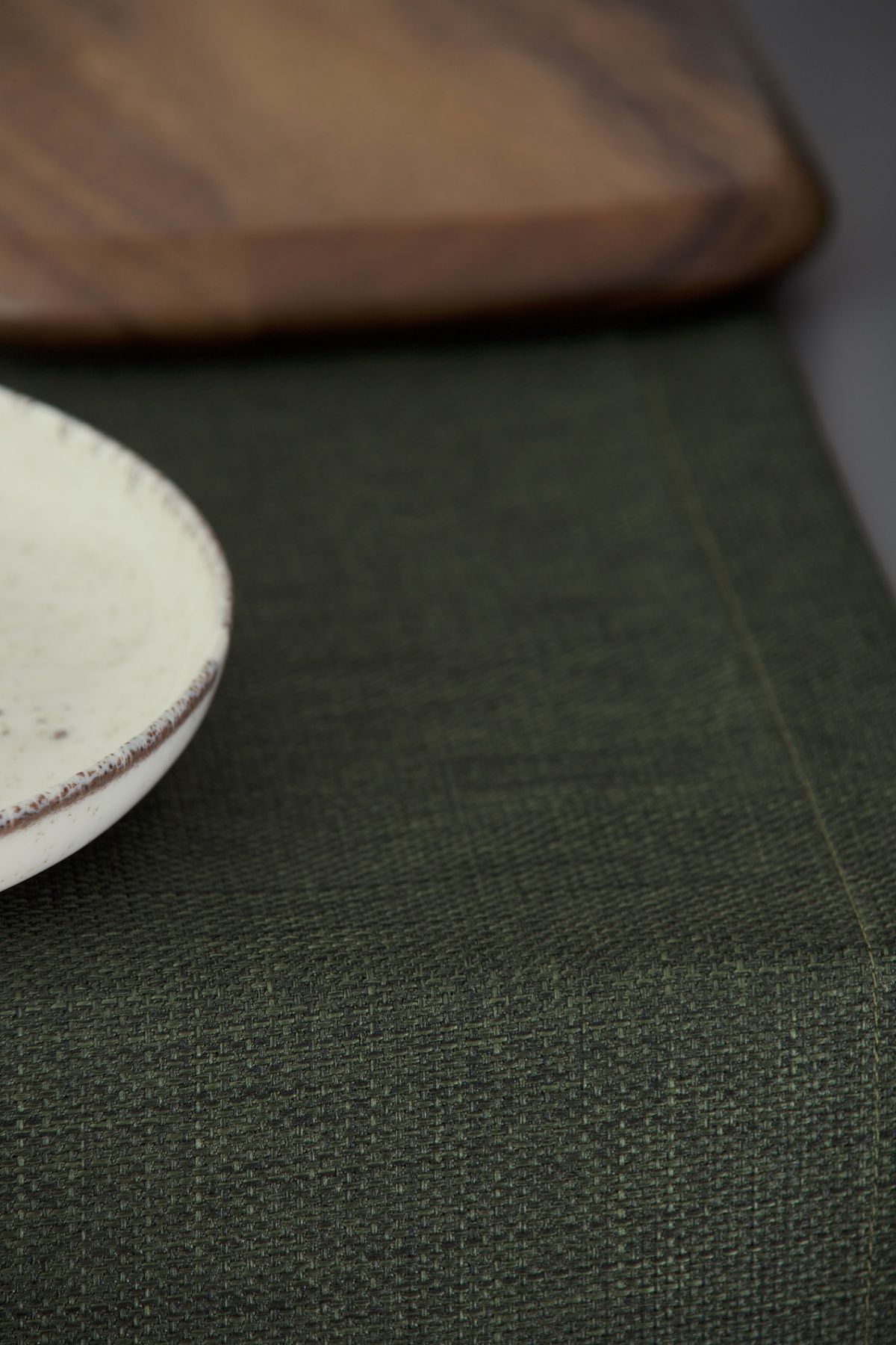 Massarelli Düz Keten Koyu Yeşil Runner 40x140 cm