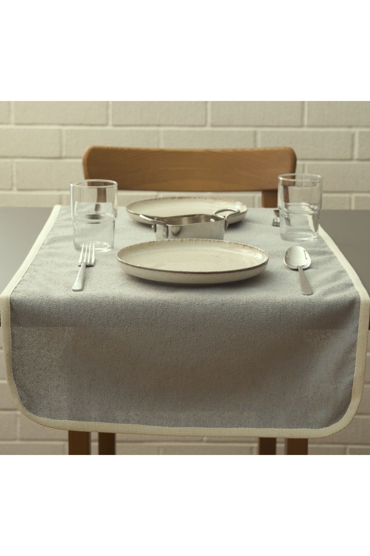 Massarelli Naturel Koton Biyeli Mavi Runner 40x140 cm