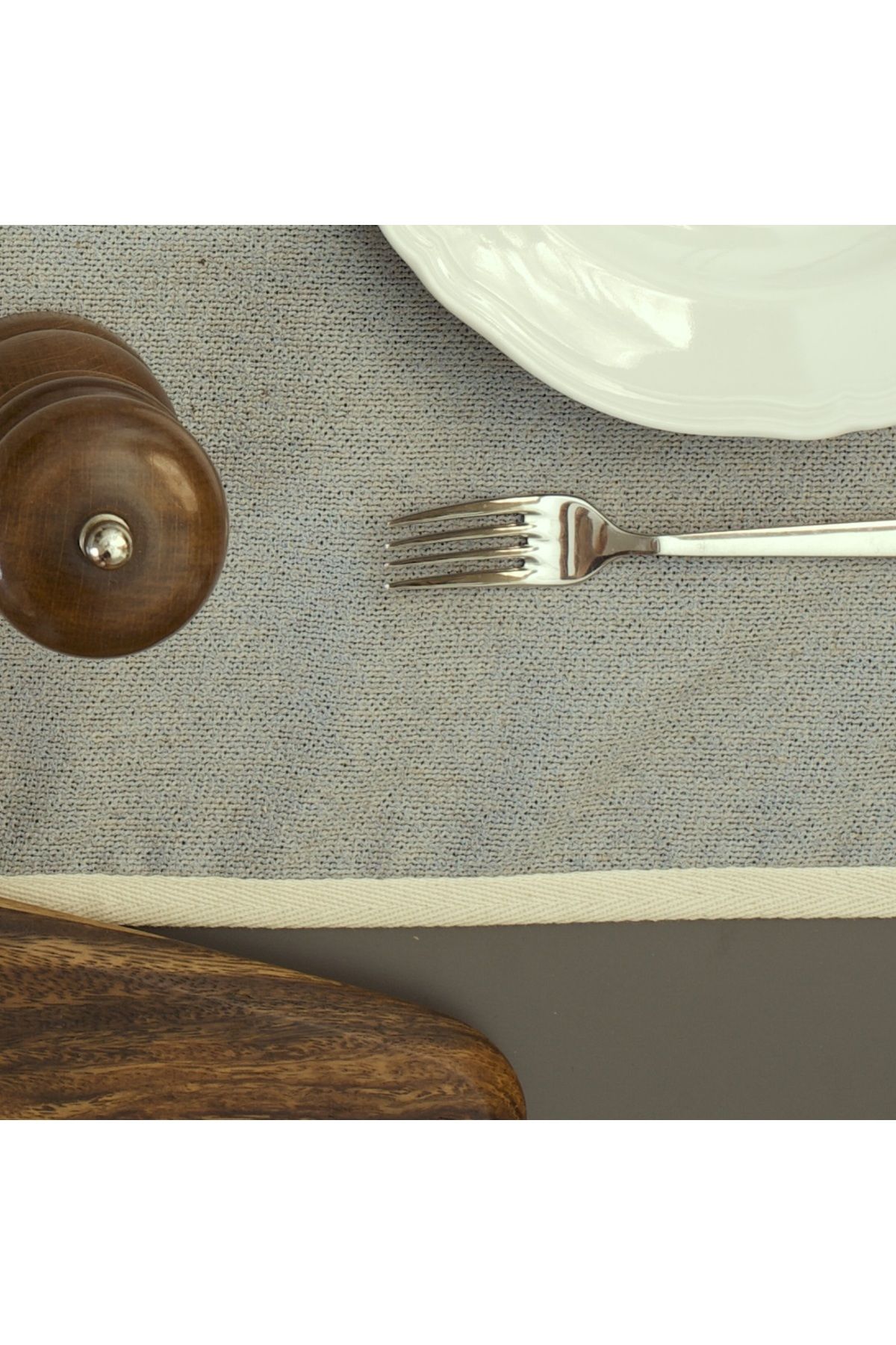 Massarelli Naturel Koton Biyeli Mavi Runner 40x140 cm