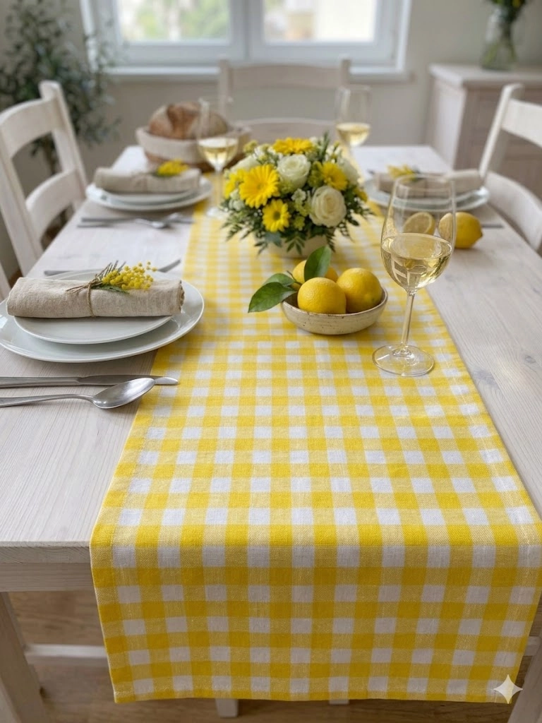Massarelli Pötikare Serisi Dekoratif Sarı Polyester Runner 45*150cm