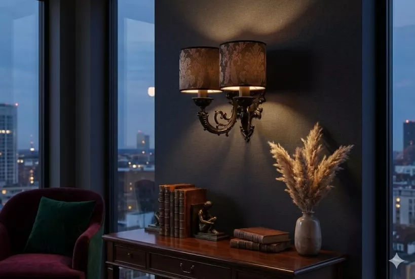  Massarelli Damask İkili Aplik Siyah-Desenli Antrasit