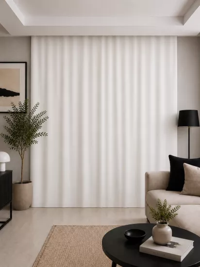 Massarelli Blackout Karartma Perde Beyaz Pilesiz