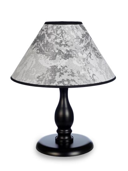 Massarelli Brass Siyah Metal Ayaklı Gri Desenli Abajur