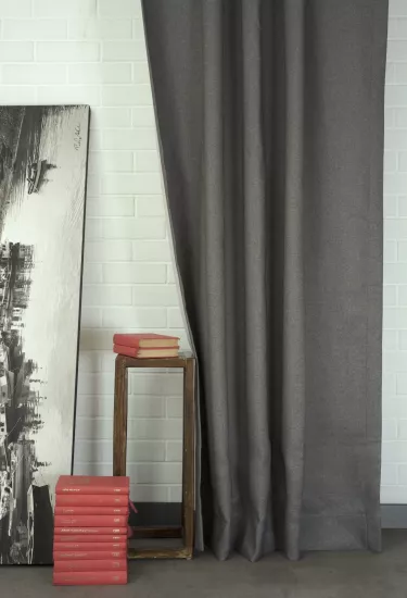 Gri Keten Blackout Karartma Perde Pilesiz | Massarelli