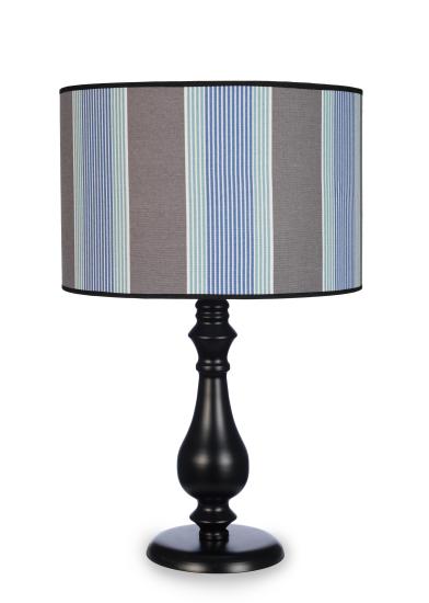 Massarelli Yanis Abajur Siyah Metal Ayak Mavi-Gri Çizgili