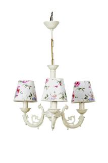 Artur Avize Krem 3 Kollu Fuşya Çiçekli