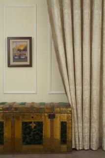 Fon Perde Damask Desen Krem 1 2,5 Orta Sık Pile