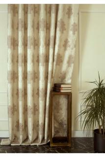 Fon Perde Klasik Damask Desen Krem-vizon 1-3 Sık Pile
