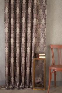 Fon Perde Klasik Damask Desen Antrasit-mürdüm 1-2 Seyrek Pile