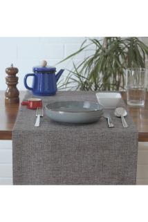 Düz Keten Açık Gri Runner 40x140 Cm