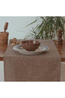 Düz Keten Açık Kahve Runner 40x140 Cm