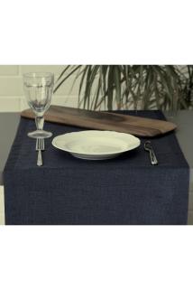 Düz Keten Koyu Lacivert Runner 40x140 cm