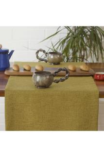 Düz Keten Kivi Yeşili Runner 40x140 Cm