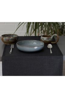 Düz Keten Antrasit Runner 40x140 cm