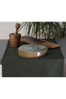 Düz Keten Koyu Yeşil Runner 40x140 cm