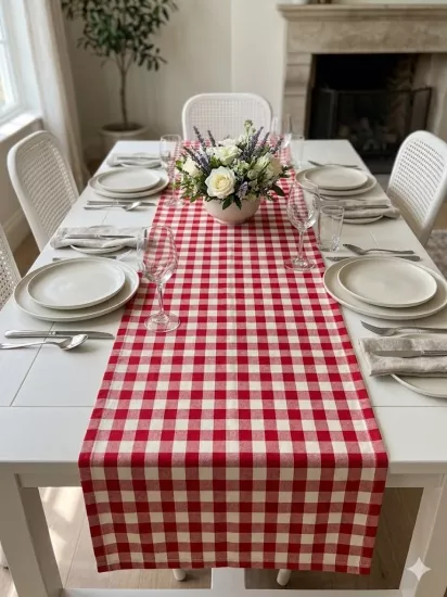 Massarelli Pötikare Serisi Dekoratif Kırmızı Polyester Runner 45*150cm