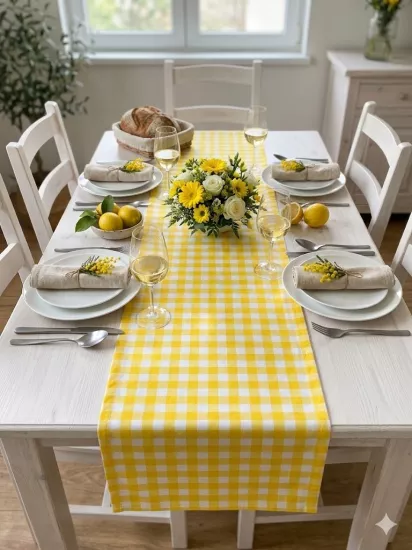 Massarelli Pötikare Serisi Dekoratif Sarı Polyester Runner 45*150cm