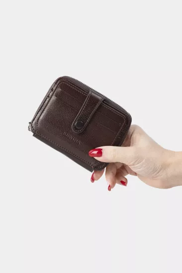 Massarelli X Hakiki Deri Unisex Cüzdan Kartlık ve Para Bölmeli Koyu Kahve MCZ9025
