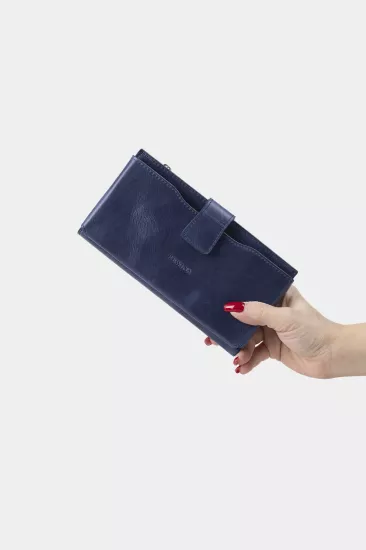 Massarelli X Rewina Hakiki Deri Kadın Portföy Cüzdan Kartlık ve Para Bölmeli Mavi MCZ9720