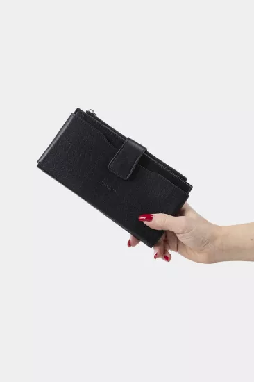 Massarelli X Rewina Hakiki Deri Kadın Portföy Cüzdan Siyah MCZ9720