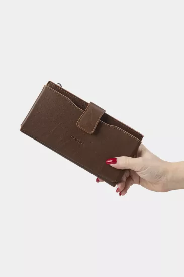 Massarelli X Rewina Hakiki Deri Kadın Portföy Cüzdan Kartlık ve Para Bölmeli Koyu Kahve MCZ9720