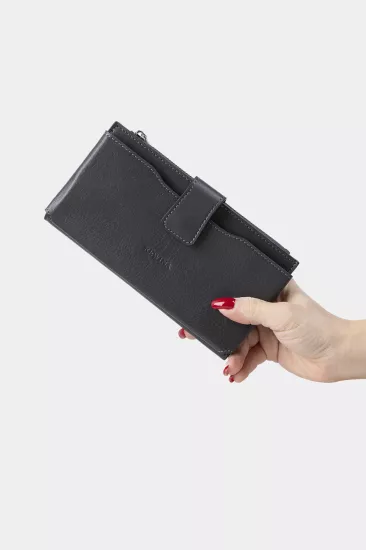 Massarelli X Rewina Hakiki Deri Kadın Portföy Cüzdan Kartlık ve Para Bölmeli Antrasit MCZ9720