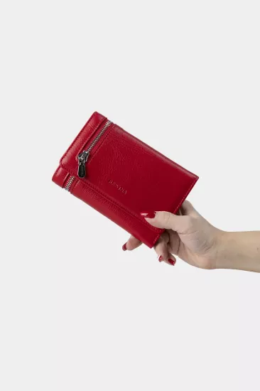 Massarelli Rewina X Hakiki Deri Kadın Cüzdan Kartlık ve Bozuk Para Bölmeli Kırmızı MCZ9716