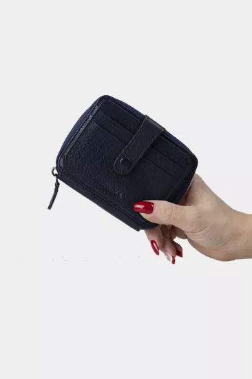 Massarelli X Hakiki Deri Unisex Cüzdan Kartlık ve Para Bölmeli Lacivert MCZ9025