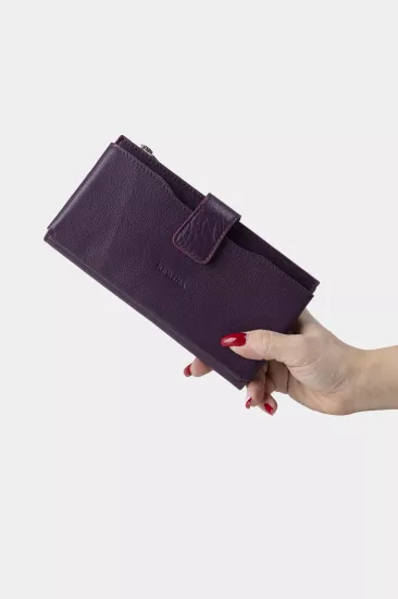 Massarelli X Rewina Hakiki Deri Kadın Portföy Cüzdan Kartlık ve Para Bölmeli Mor MCZ9720