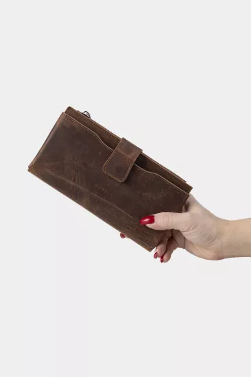 Massarelli X Rewina Hakiki Deri Kadın Portföy Cüzdan Kartlık ve Para Bölmeli Açık Kahve MCZ9720