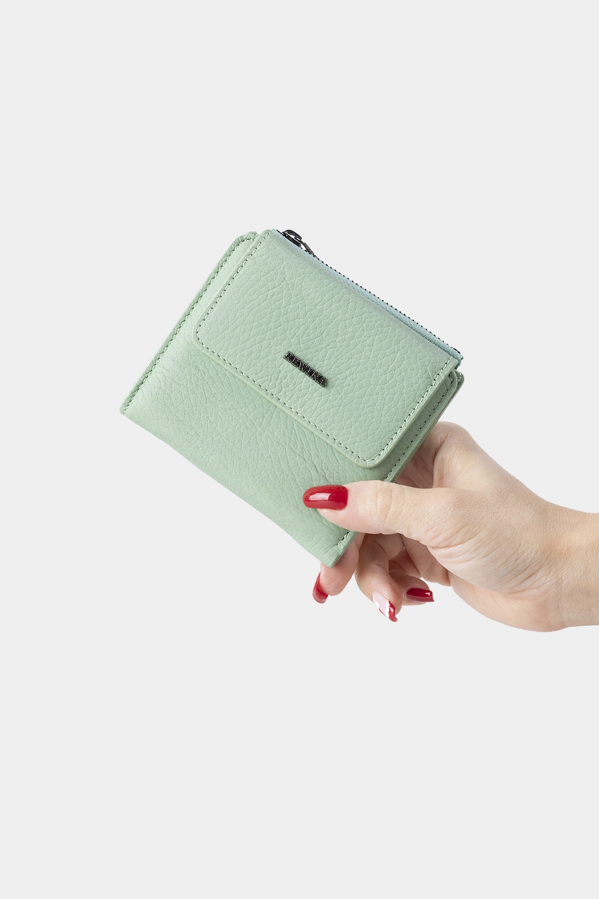 Massarelli X Rewina  Hakiki Deri Kadın Cüzdan Mint Rengi-MCZ9738